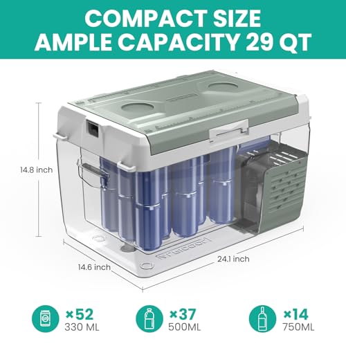 Electric Cooler for Car Refrigerator 12 Volt Car Fridge 29 Quart Portable Freezer for Truck SUV RV Van Camper