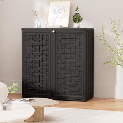 Indoor Outdoor Storage Cabinet with Doors and Shelf