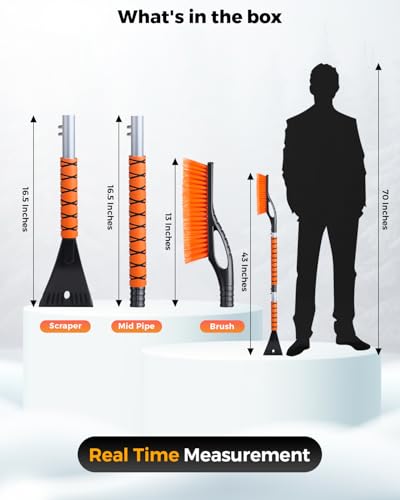 43" Ice Scrapers for Car Windshield Extendable 3 Parts Detachable (2 Count)