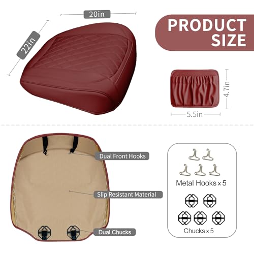 2 Pack Leather Front Car Seat Bottom Covers Red (2 Count)