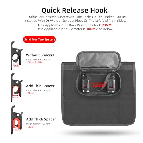 Motorcycle Saddlebag 13L Waterproof Luggage Bag Quick Release Motorcycle Side Bag for Motorbike Travel