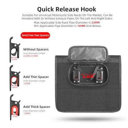 Motorcycle Saddlebag 13L Waterproof Luggage Bag Quick Release Motorcycle Side Bag for Motorbike Travel