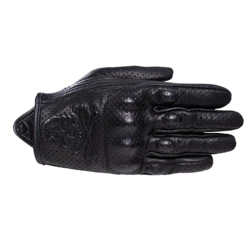 Goatskin Leather Motorcycle Motorbike Powersports Racing Gloves Reflective Skull Touchscreen for Men and Women Model