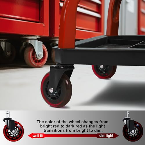 Rolling Stool with Red Wheels