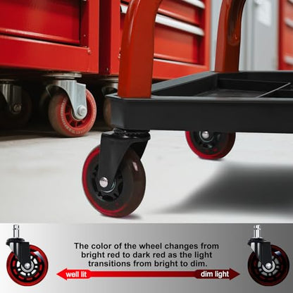 Rolling Stool with Red Wheels