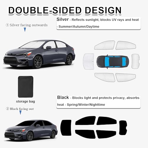 6pcs Thicken Sun Shades for Toyota Corolla 2020 (6 Count)