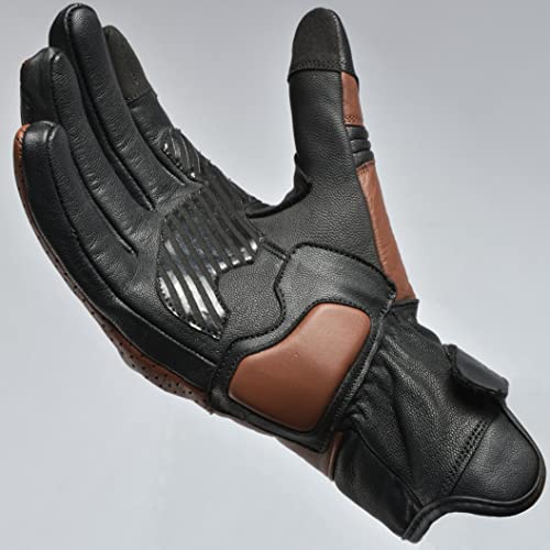 Leather Motorcycle Motorbike Knuckle Protection Powersports Gloves