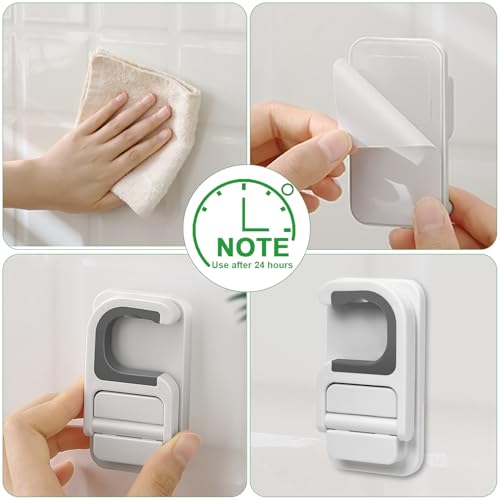 6 pack Broom Holder Wall Mount Mop Holder Broom and Mop Gripper Self Adhesive Peel and Stick Anti (6 Count)