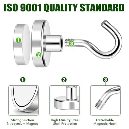 Magnetic Hooks 170lbs Strong Magnets Hook 18 Pack