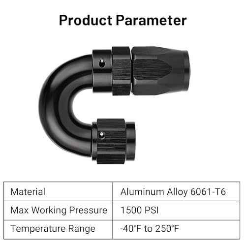 6AN 180 Degree One Piece Full Flow Hose End Fitting Swivel for CPE Braided Hose