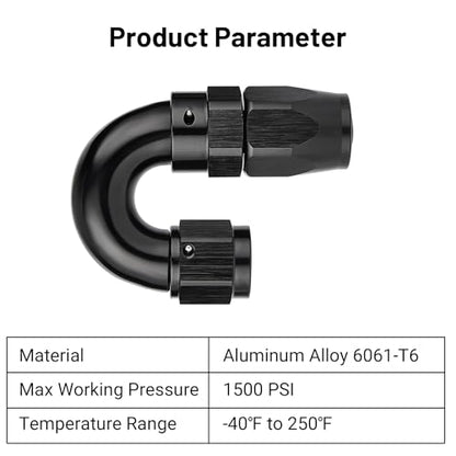 6AN 180 Degree One Piece Full Flow Hose End Fitting Swivel for CPE Braided Hose