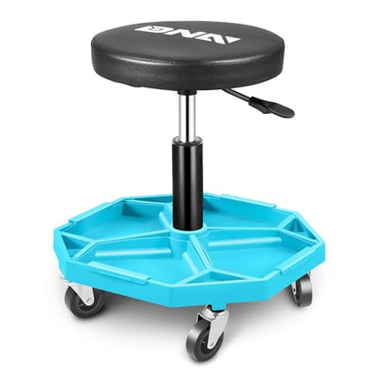 Adjustable Height Pneumatic Garage Seat Rolling Mechanic Stool with Tool Tray Storage