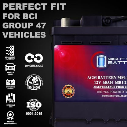 MM H5 Start and Stop Car BCI Group Size 47 12V 60 AH