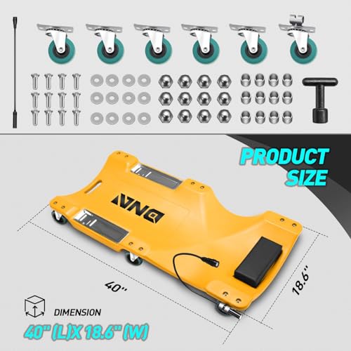 40 Inch Low Profile Plastic Rolling Garage Shop Floor Creeper with LED Light