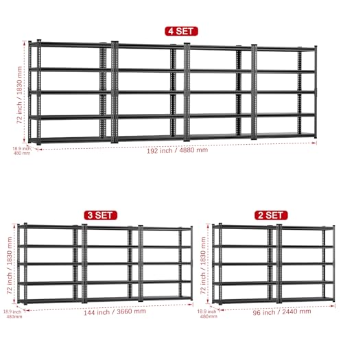 5 Tier Metal Garage Shelving Unit (5 Count)