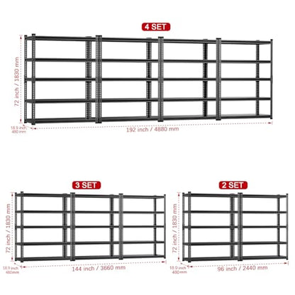 5 Tier Metal Garage Shelving Unit (5 Count)