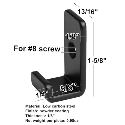 10 Pack Mini Black Steel Utility J Hook (10 Count)