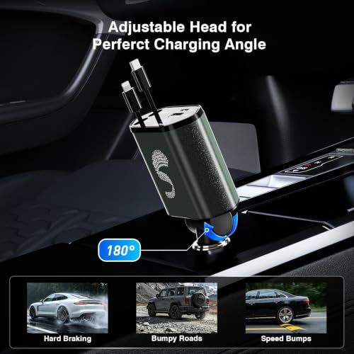 Retractable Car Charger USB C Fast Charging 120W