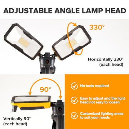 Upgraded】LUTEC 6290Max 11000 Lumen 92W Dimmable LED Work Light with Telescoping Tripod