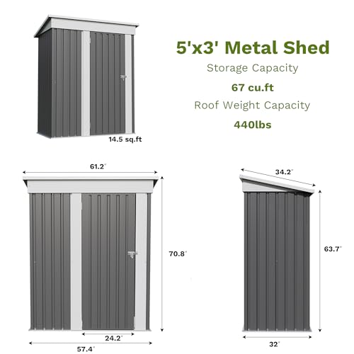 5x3 FT Outdoor Storage Shed