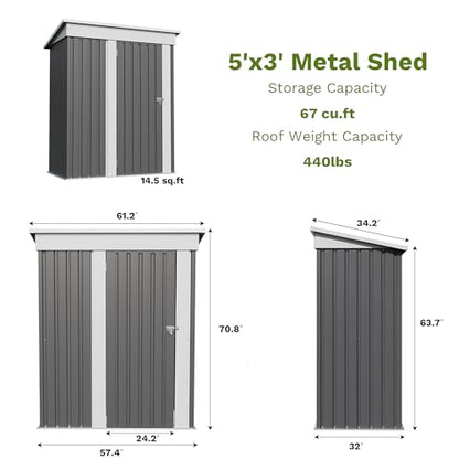 5x3 FT Outdoor Storage Shed