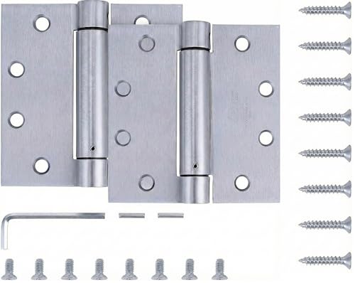 2 Pack 4.5"x4.5" Brushed Satin Chrome Self Closing Reversible Door Hinge (2 Count)