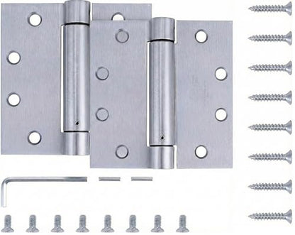 2 Pack 4.5"x4.5" Brushed Satin Chrome Self Closing Reversible Door Hinge (2 Count)