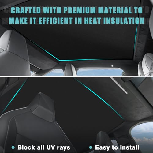Foldable Roof Sunshade Compatible with 2026 2025 2024 Tesla Cybertruck Accessories Upgraded Heat Reflective Tech Accessories Sunroof Reflective Sun Shade
