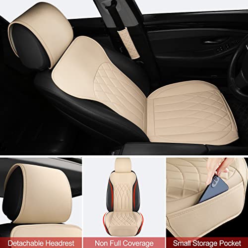 1 Pack Waterproof Front Car Seat Cover for Car Truck SUV Beige
