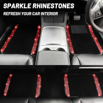 Red Bling Car Floor Mats Full Set