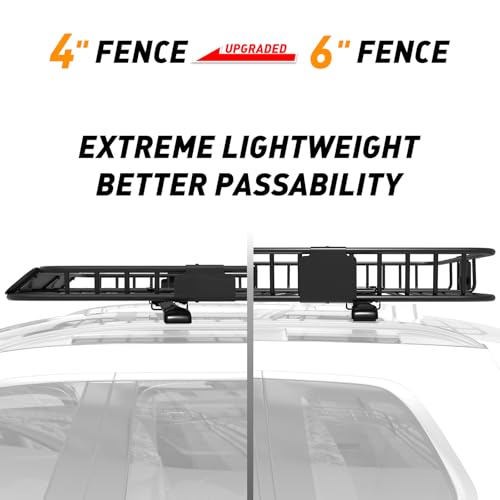 Rooftop Cargo Carrier Combo Roof Rack Cargo Basket 64" x 39" x 4"