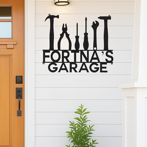 Custom Garage Workshop Metal Sign Personalized Tool Name Wall Art for Car Truck Mechanic Shop Decor Durable Steel Sign for Dad Husband Men’s Auto Workspace or Fence