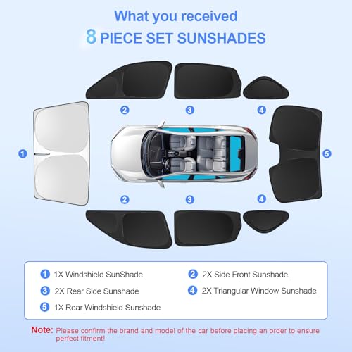 8pcs Car Window Shades for 11th Gen Honda Civic (8 Count)