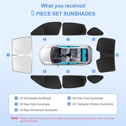 8pcs Car Window Shades for 11th Gen Honda Civic (8 Count)