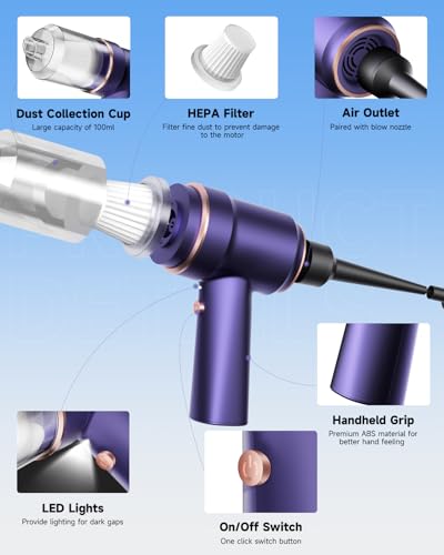Mini Vacuum Cleaner Cordless with LED Light