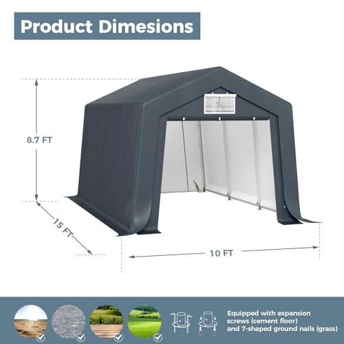 10x15 ft Storage Shelter Shed Portable Outdoor Carport Garage