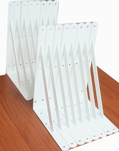 20 Pack L12 x H 8" White Heavy Duty Shelf Brackets with Screws Metal Shelf Brackets Shelf Support Angle Brackets for Shelves L Brackets Heavy Duty Floating Shelf (20 Count)
