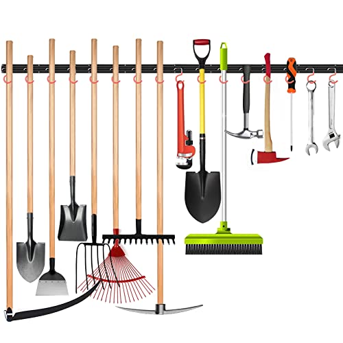 All Metal 64 inch Wall Mount Garden Tool Organizer for Garage