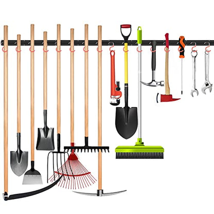 All Metal 64 inch Wall Mount Garden Tool Organizer for Garage