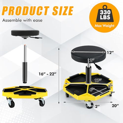 Adjustable Mechanic Rolling Stool