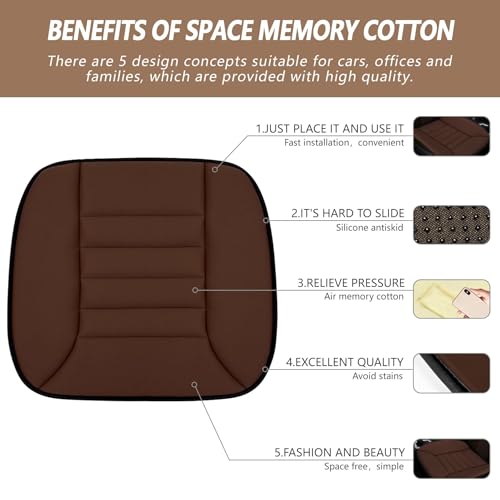2PCS Car Seat Cushion Pad 1.2" Thick Comfort Seat Protector for Car Driver Seat Office Chair Home Use Memory Foam Seat Cushion with Non Slip Bottom