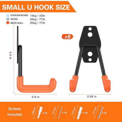 Heavy Duty Garage Hooks 6 Pack