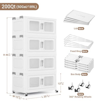 200 Qt Extra Large Stackable Storage Bin with Lids (4 Count)