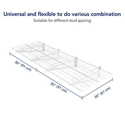 4-Pack 24-inch-by-72-inch Wall Shelf Garage Storage Rack Wall Mounted Floating Shelves 2x6 ft,White, Classic Series (4 Count)