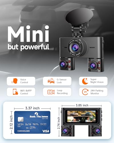 4 Channel Dash Cam Front and Rear Inside