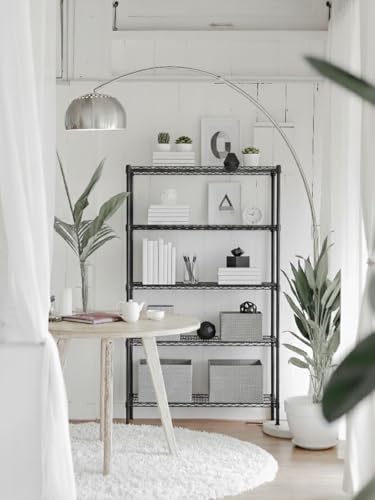 Black 5 Tier Metal Adjustable Freestanding Garage Storage Wire Shelving Unit