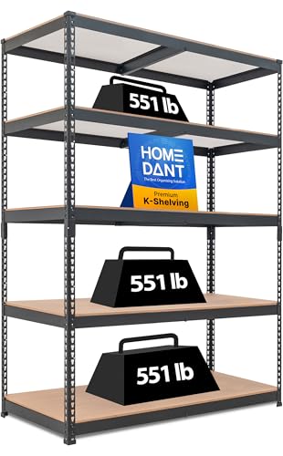 Black 47.7" Deep 5 Tier Storage Shelves Garage Shelving Unit Metal