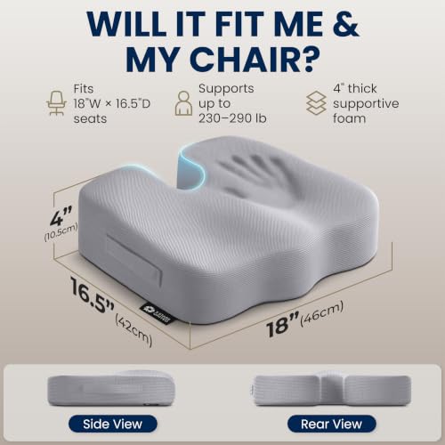 Seat Cushion Memory Foam Chair Cushion for Tailbone Pain Relief