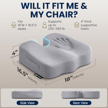 Seat Cushion Memory Foam Chair Cushion for Tailbone Pain Relief