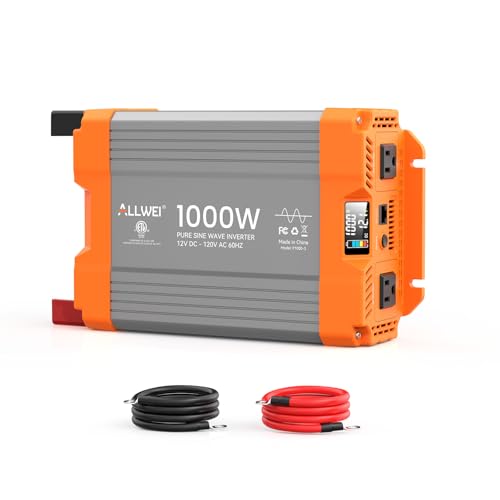 1000W Pure Sine Wave Power Inverter 12V DC to 120V AC